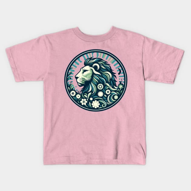 "Cosmic Charm: Leo Majesty"- Zodiac Horoscope Star Signs Kids T-Shirt by stickercuffs